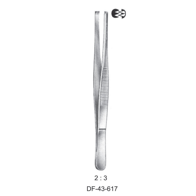 Standard Tissue Forceps, Straight, 2:3 Teeth, 13cm (DF-43-617) by Dr. Frigz
