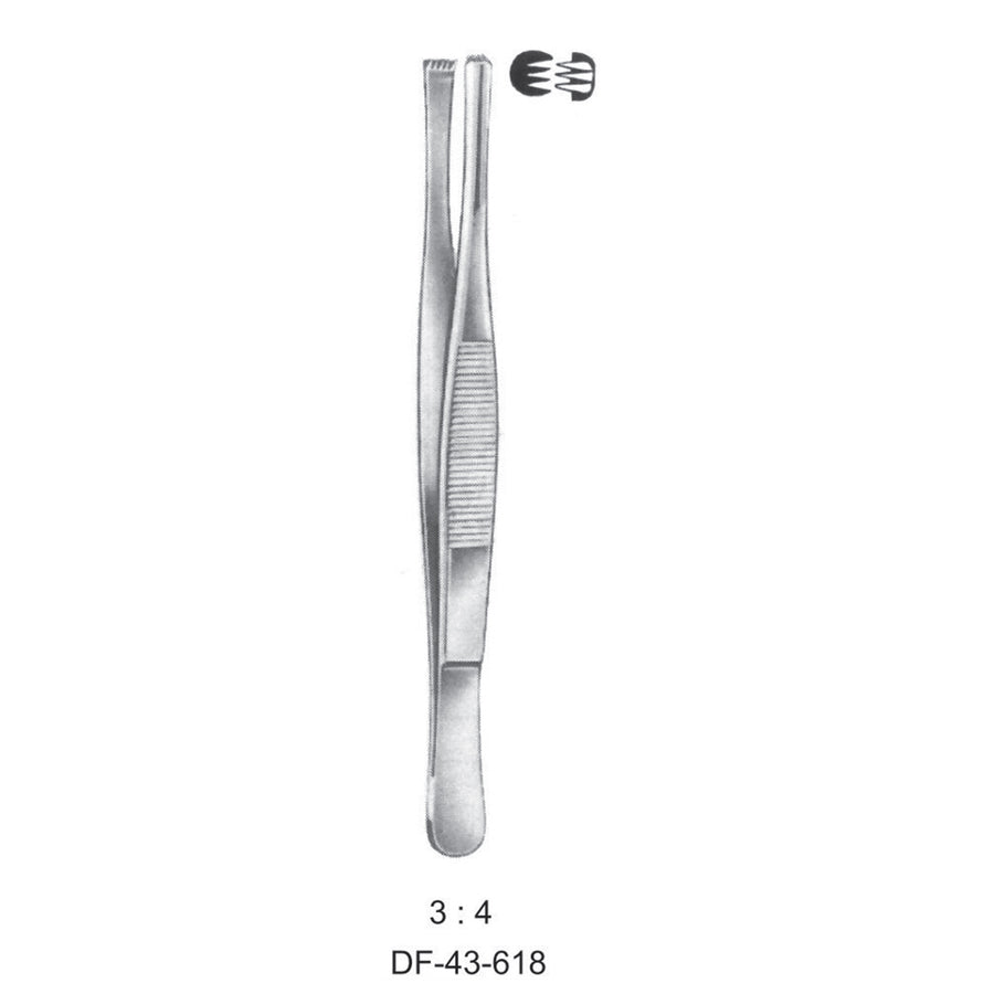 Standard Tissue Forceps, Straight, 3:4 Teeth, 13cm (DF-43-618) by Dr. Frigz