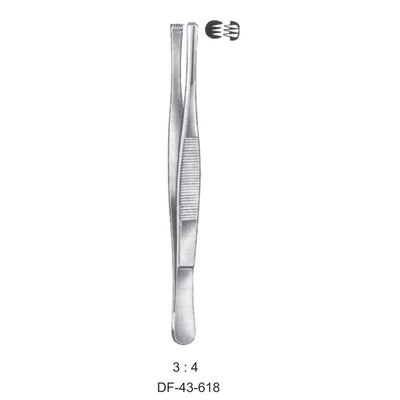 Standard Tissue Forceps, Straight, 3:4 Teeth, 13cm (DF-43-618)