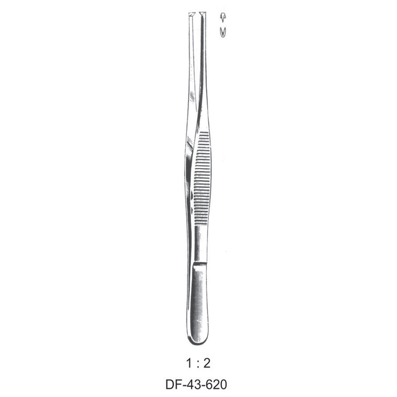 Standard Tissue Forceps, Straight, 1:2 Teeth, 13cm (DF-43-620) by Dr. Frigz