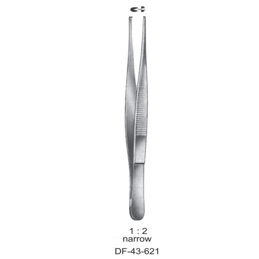 Standard Tissue Forceps, Straight, 1:2 Teeth, Narrow, 13cm (DF-43-621) by Dr. Frigz