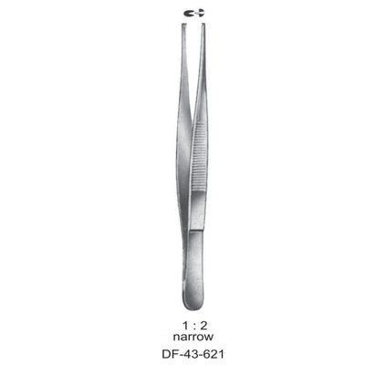 Standard Tissue Forceps, Straight, 1:2 Teeth, Narrow, 13cm (DF-43-621)