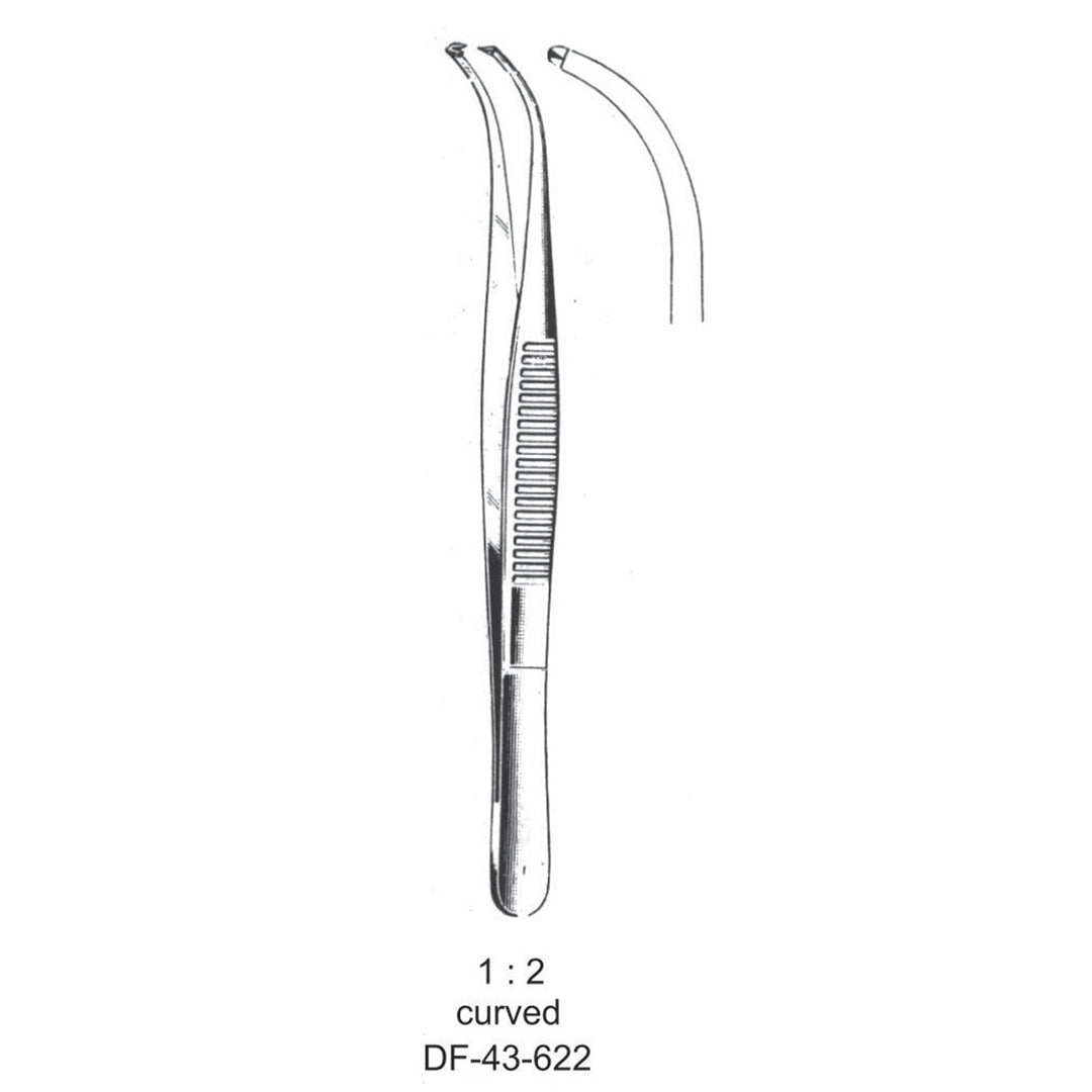 Standard Tissue Forceps, Curved, 1:2 Teeth, 13cm (DF-43-622) by Dr. Frigz