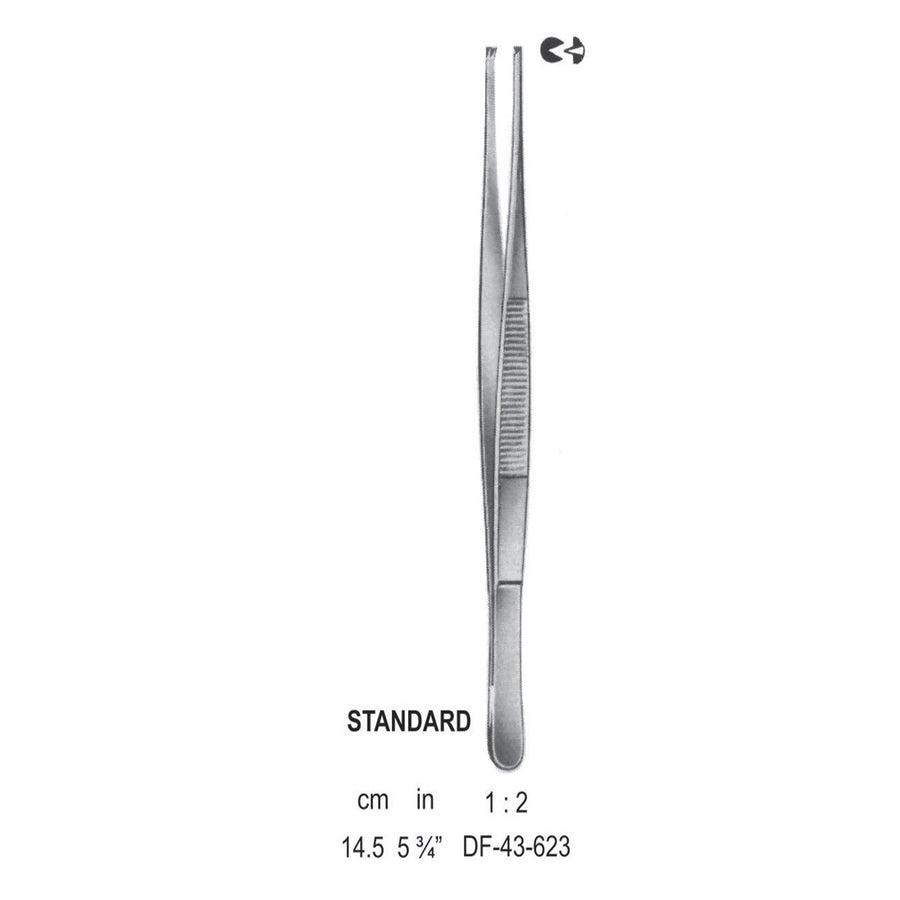 Standard Tissue Forceps, Straight, 1:2 Teeth, 14.5cm (DF-43-623) by Dr. Frigz