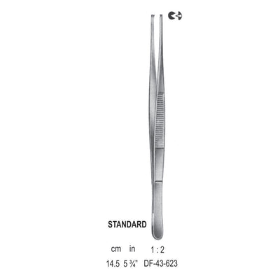 Standard Tissue Forceps, Straight, 1:2 Teeth, 14.5cm (DF-43-623) by Dr. Frigz