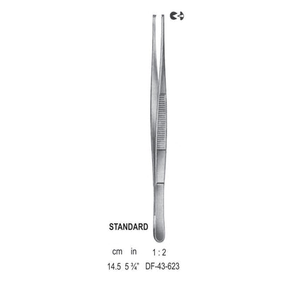 Standard Tissue Forceps, Straight, 1:2 Teeth, 14.5cm (DF-43-623)