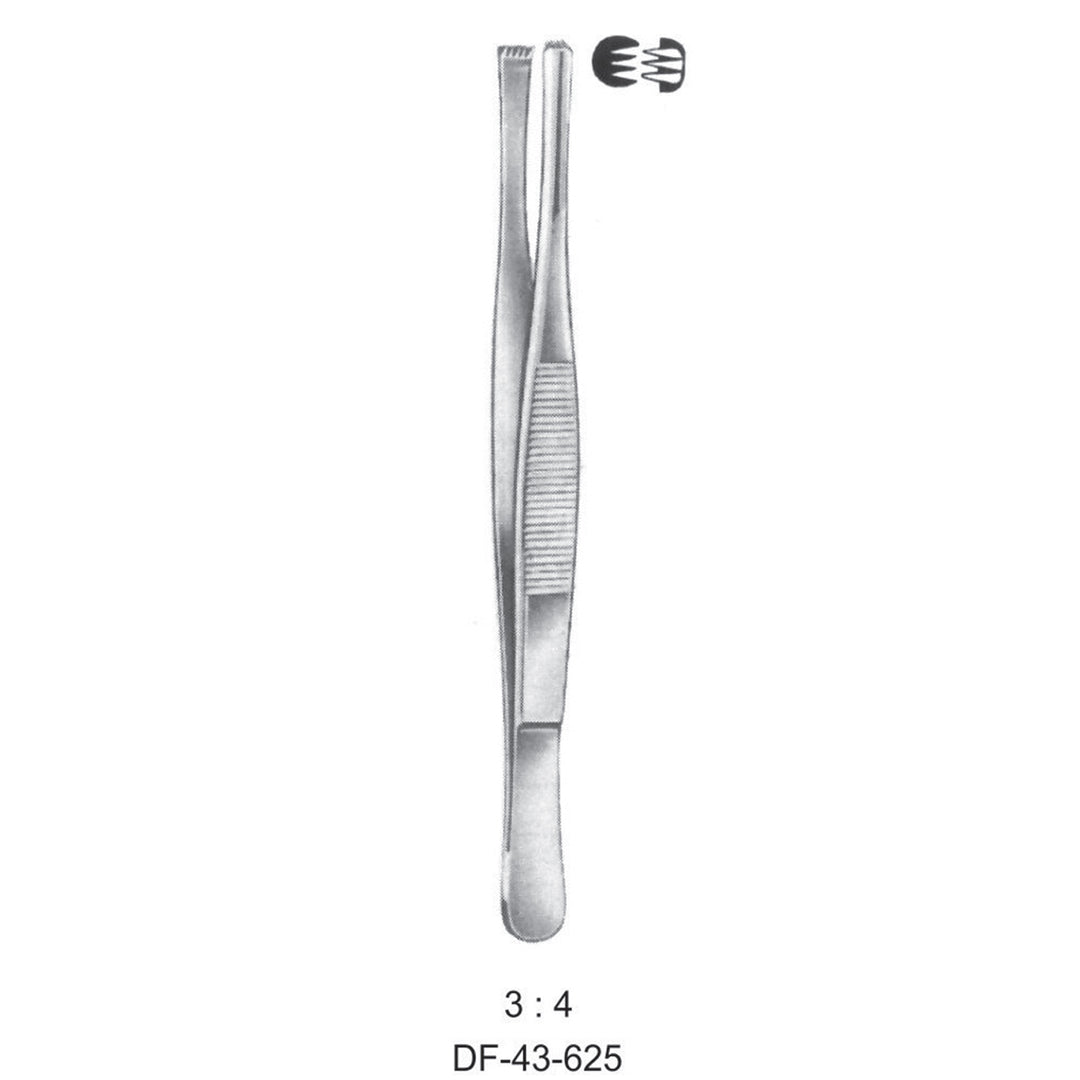 Standard Tissue Forceps, Straight, 3:4 Teeth, 14.5cm (DF-43-625) by Dr. Frigz