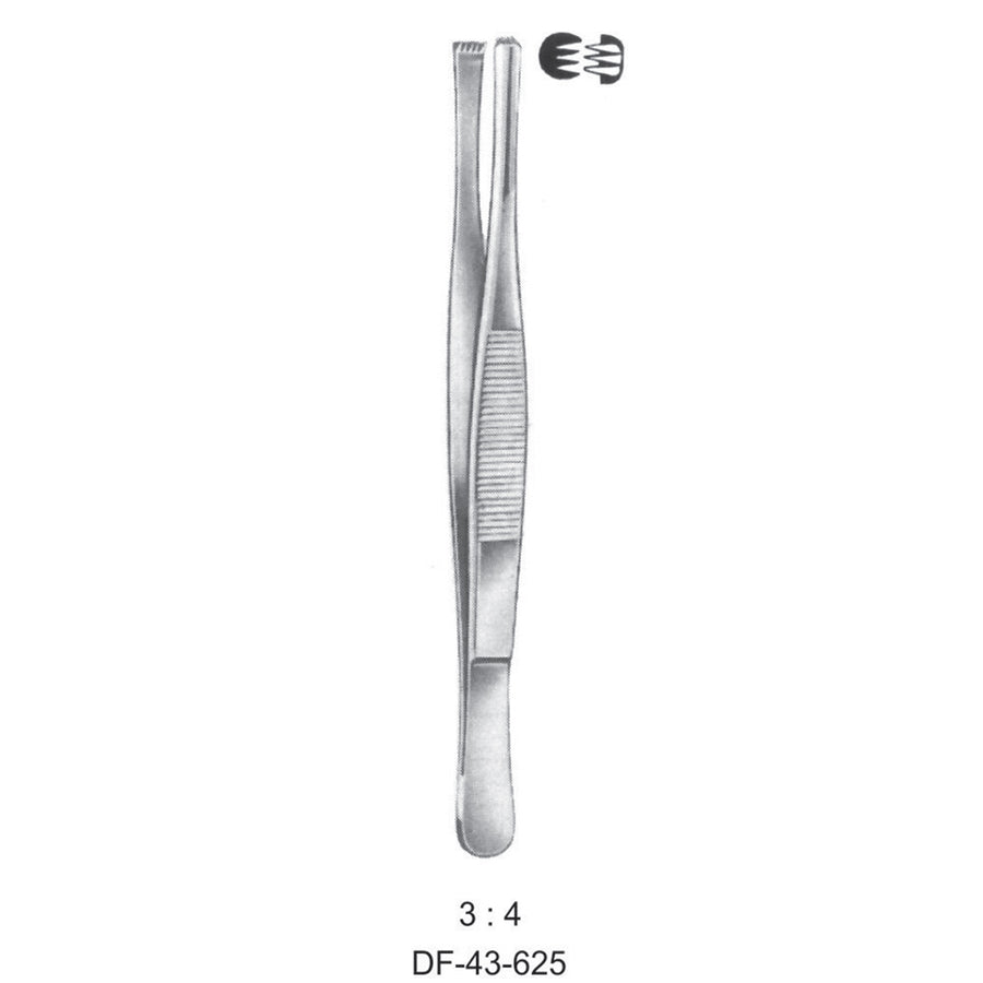 Standard Tissue Forceps, Straight, 3:4 Teeth, 14.5cm (DF-43-625) by Dr. Frigz