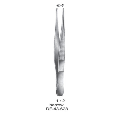 Standard Tissue Forceps, Straight, 1:2 Teeth, Narrow, 14.5cm (DF-43-628)