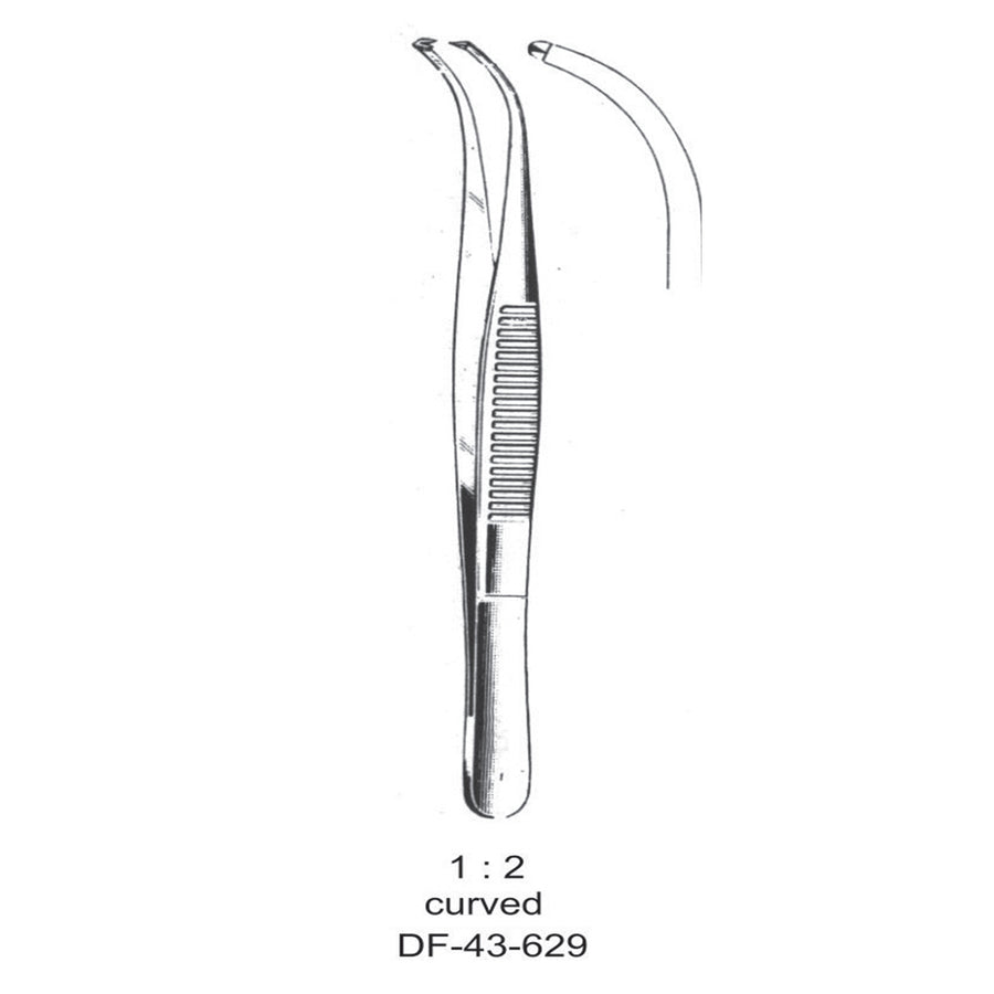 Standard Tissue Forceps, Curved, 1:2 Teeth, 14.5cm (DF-43-629) by Dr. Frigz