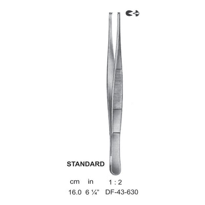 Standard Tissue Forceps, Straight, 1:2 Teeth, 16cm (DF-43-630)