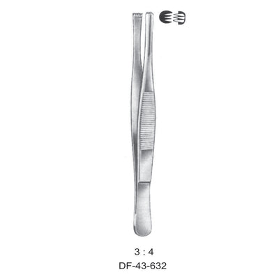 Standard Tissue Forceps, Straight, 3:4 Teeth, 16cm (DF-43-632)