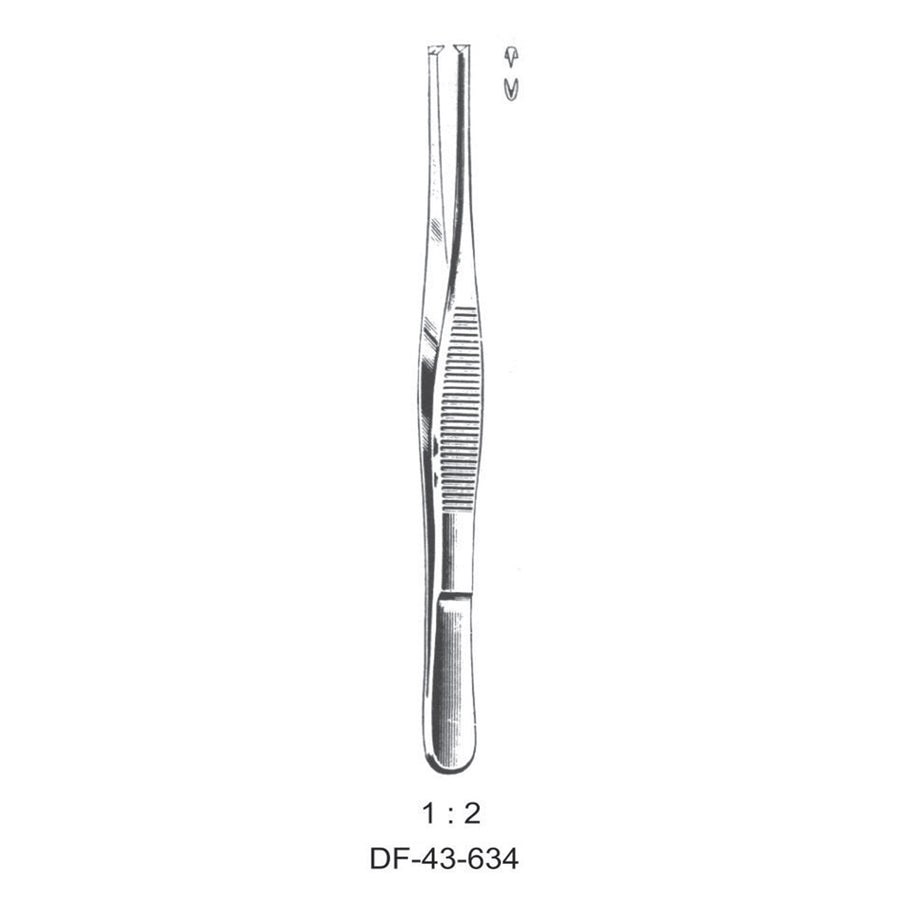 Standard Tissue Forceps, Straight, 1:2 Teeth, 16cm (DF-43-634) by Dr. Frigz