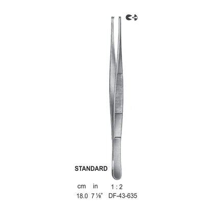 Standard Tissue Forceps, Straight, 1:2 Teeth, 18cm (DF-43-635)