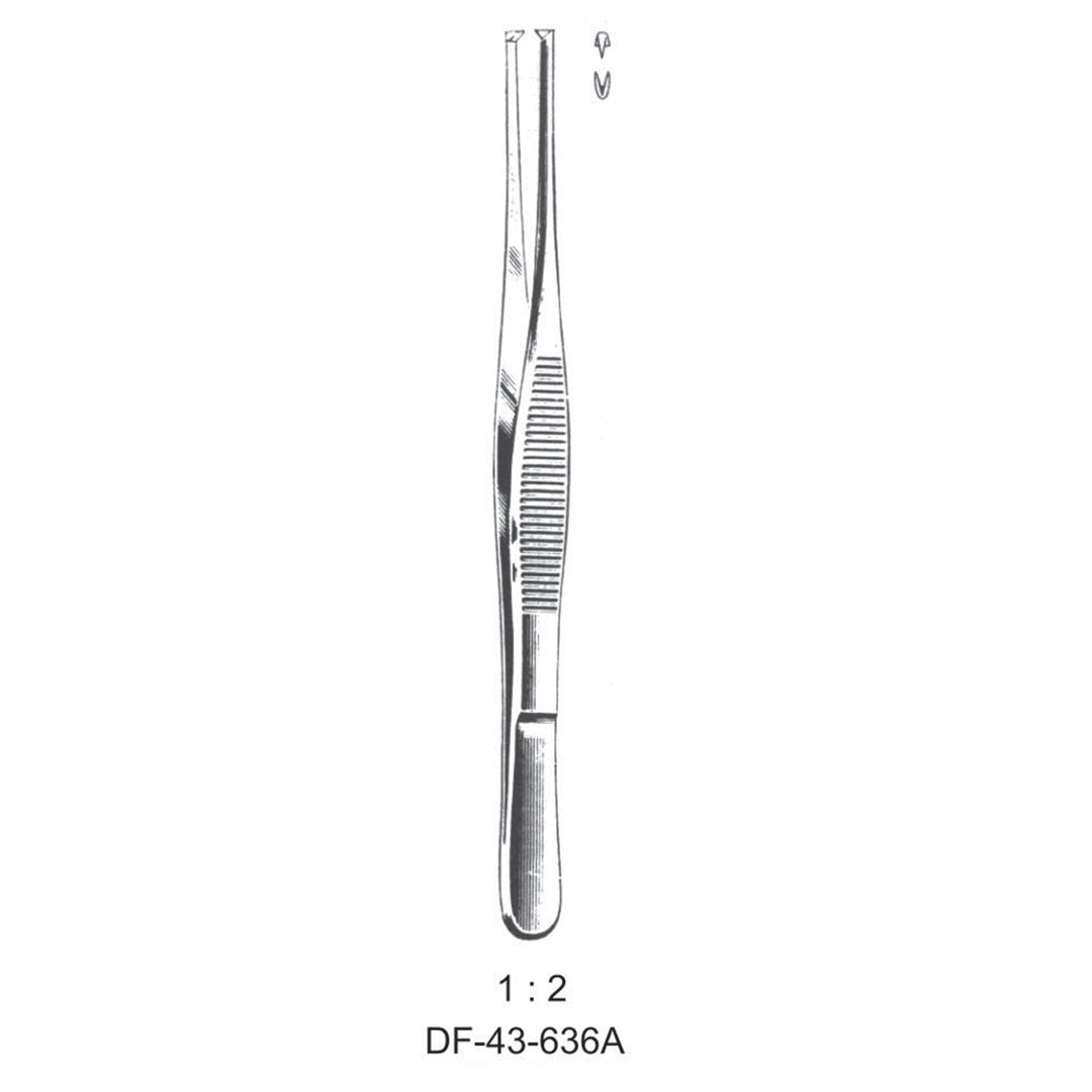 Standard Tissue Forceps, Straight, 1:2 Teeth, 18cm (DF-43-636A) by Dr. Frigz