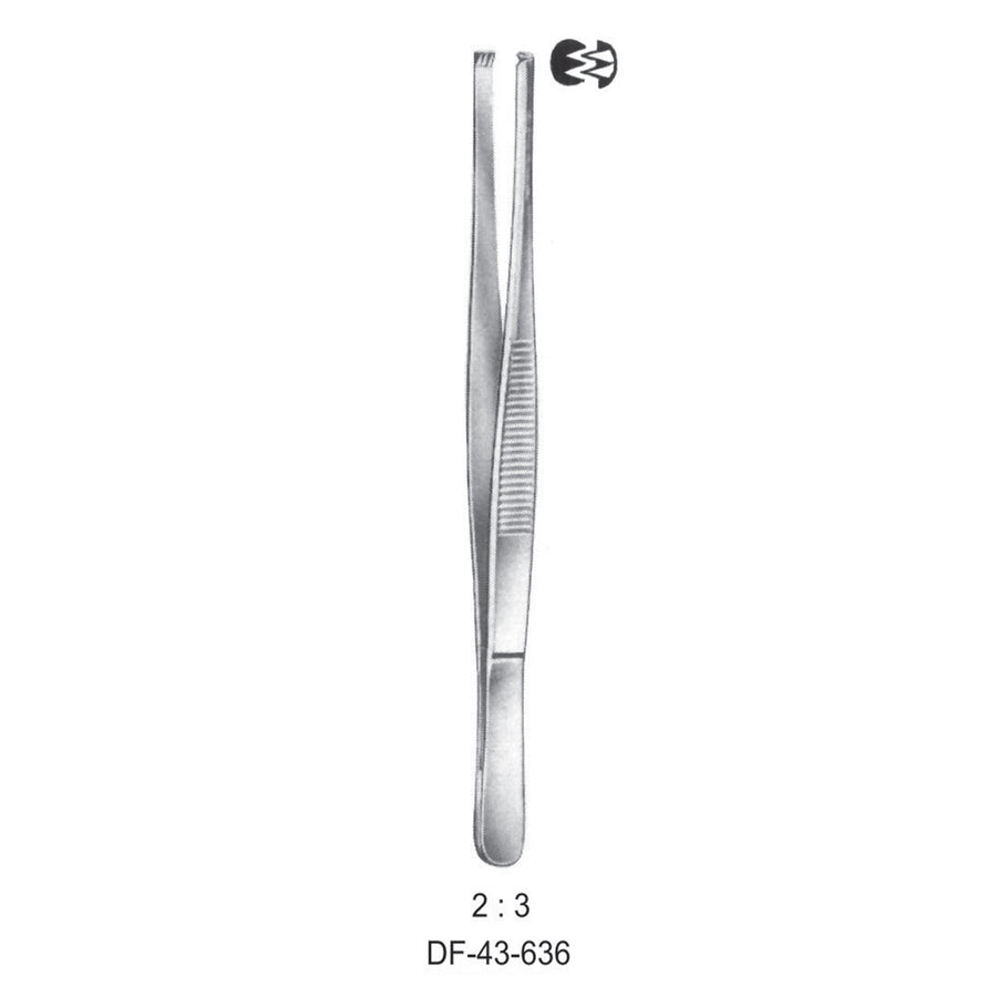 Standard Tissue Forceps, Straight, 2:3 Teeth, 18cm (DF-43-636) by Dr. Frigz