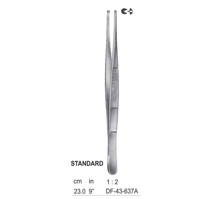 Standard Tissue Forceps, Straight, 1:2 Teeth, 23cm (DF-43-637A) by Dr. Frigz
