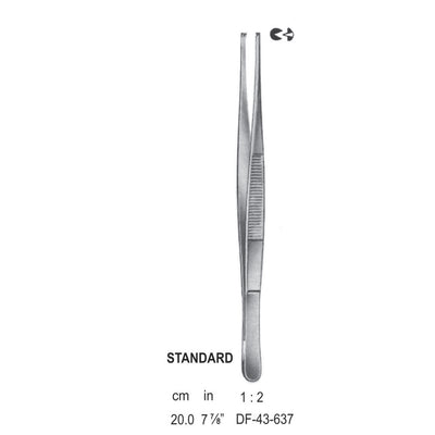 Standard Tissue Forceps, Straight, 1:2 Teeth, 20cm (DF-43-637)