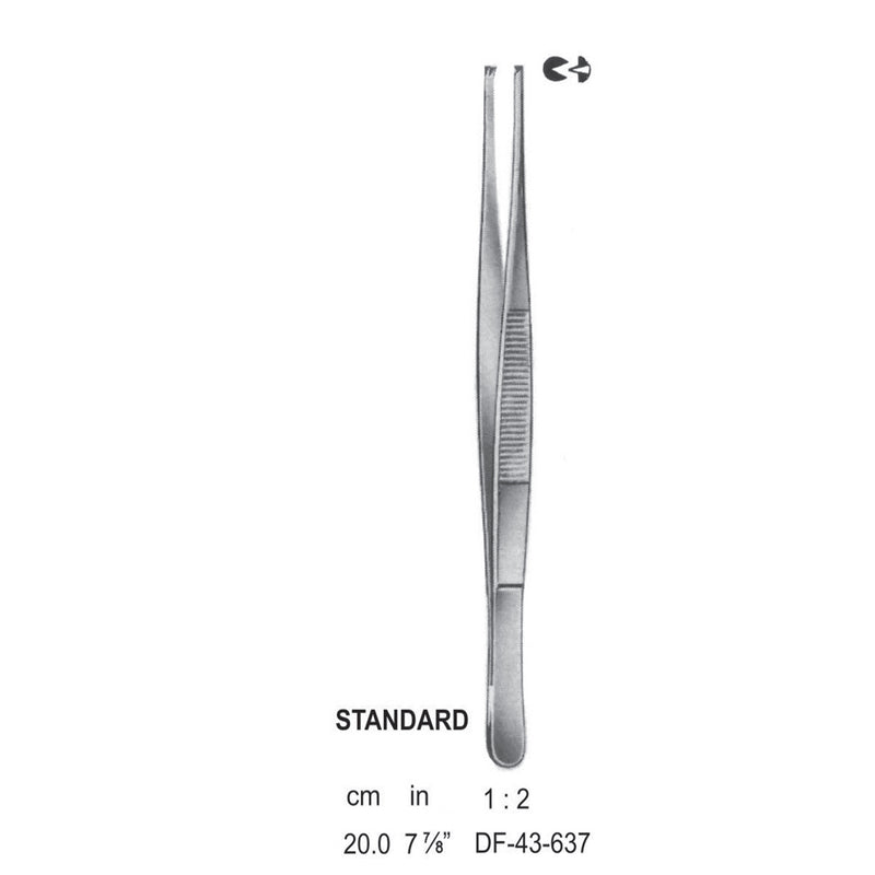 Standard Tissue Forceps, Straight, 1:2 Teeth, 20cm (DF-43-637) by Dr. Frigz