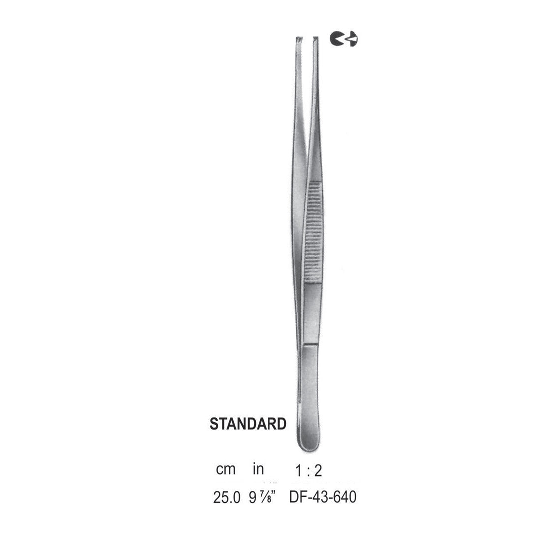 Standard Tissue Forceps, Straight, 1:2 Teeth, 25cm (DF-43-640) by Dr. Frigz