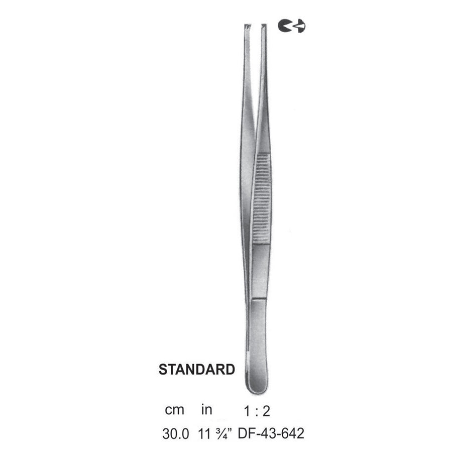 Standard Tissue Forceps, Straight, 1:2 Teeth, 30cm (DF-43-642) by Dr. Frigz