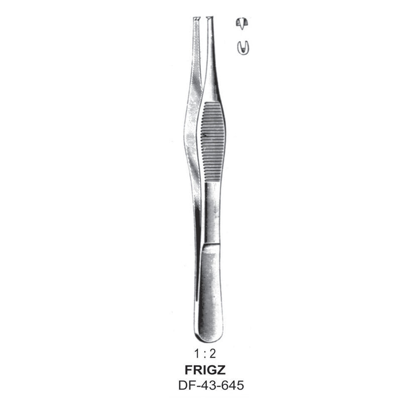 Frigz Tissue Forceps, Straight, 1:2 Teeth, 13cm  (DF-43-645) by Dr. Frigz