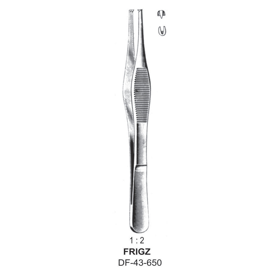 Frigz Tissue Forceps, Straight, 1:2 Teeth, 14.5cm  (DF-43-650) by Dr. Frigz