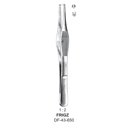 Frigz Tissue Forceps, Straight, 1:2 Teeth, 14.5cm  (DF-43-650)