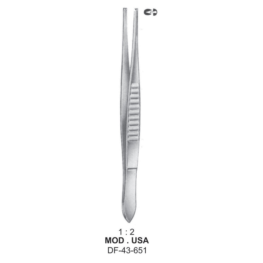 Mod.Usa Tissue Forceps, Straight, 1:2 Teeth, 14.5cm  (DF-43-651) by Dr. Frigz