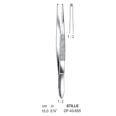 Stille Tissue Forceps, Straight, 1:2 Teeth, 15cm  (DF-43-655)