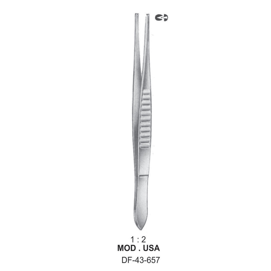 Mod.Usa Tissue Forceps, Straight, 1:2 Teeth, 15.5cm  (DF-43-657) by Dr. Frigz