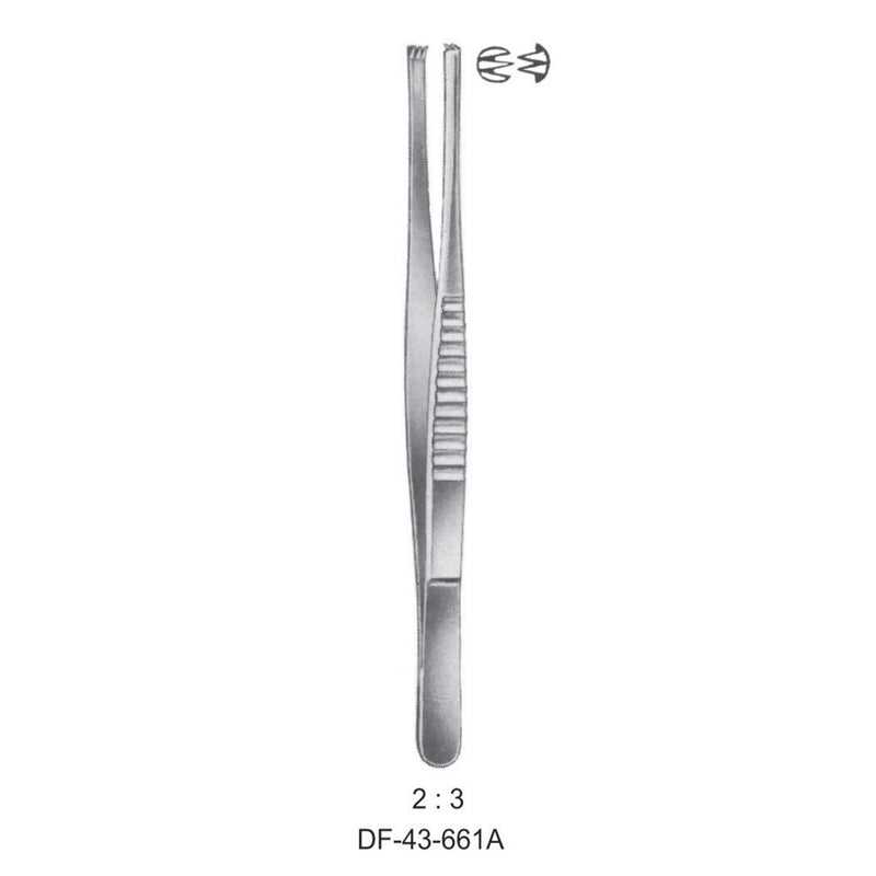 Mod.Usa Tissue Forceps, Straight, 2:3 Teeth, 18.5cm  (DF-43-661A) by Dr. Frigz