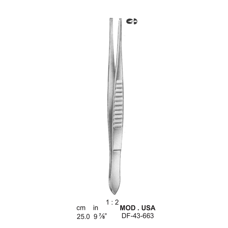 Mod.Usa Tissue Forceps, Straight, 1:2 Teeth, 25cm  (DF-43-663) by Dr. Frigz