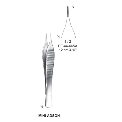Mini-Adson Tissue Forceps, Straight, 1:2 Teeth, 12cm (DF-44-665A) by Dr. Frigz