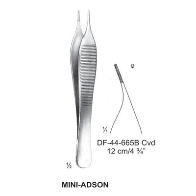 Mini-Adson Tissue Forceps, Curved, 1:2 Teeth, 12cm (DF-44-665B)