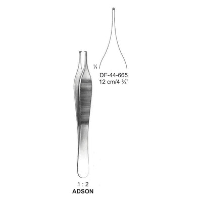 Adson Tissue Forceps, Straight, 1:2 Teeth, 12cm (DF-44-665)