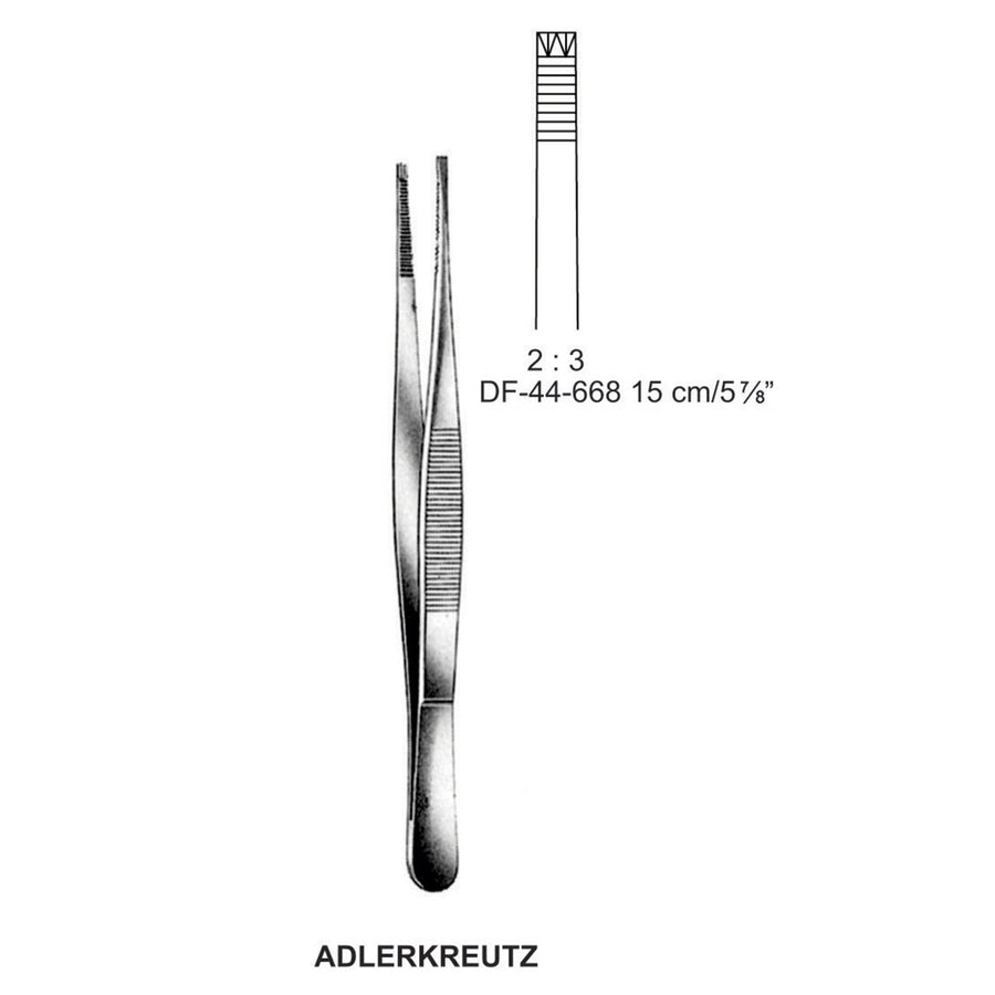 Adlerkreutz Tissue Forceps, Straight, 2:3 Teeth, 15cm  (DF-44-668) by Dr. Frigz