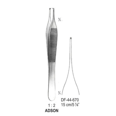 Adson Tissue Forceps, Straight, 1:2 Teeth, 15cm (DF-44-670)