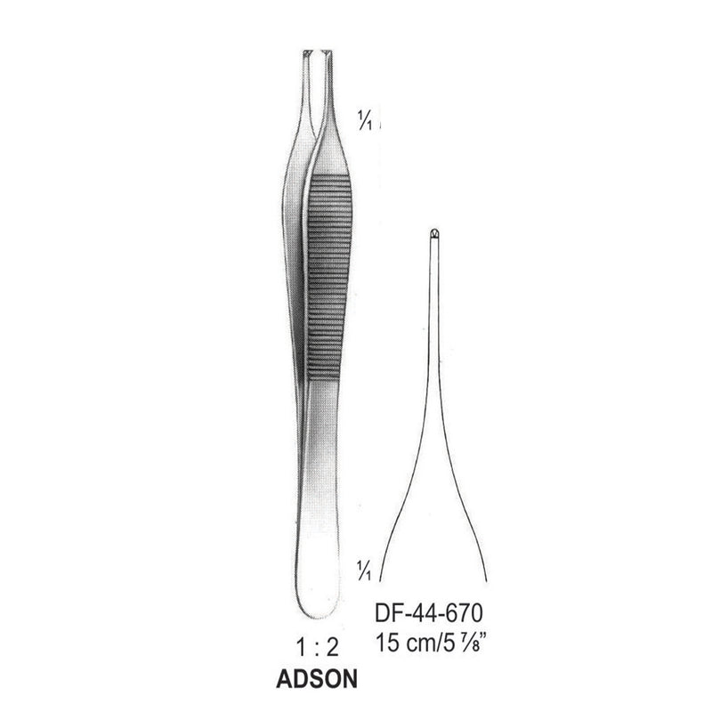 Adson Tissue Forceps, Straight, 1:2 Teeth, 15cm (DF-44-670) by Dr. Frigz