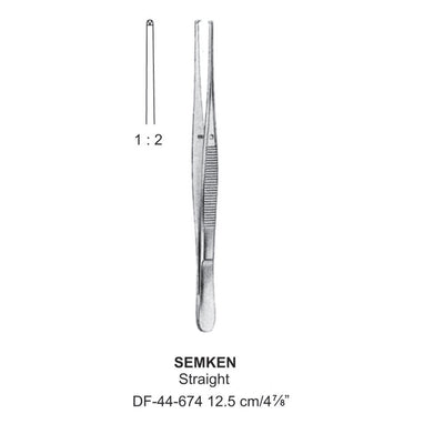 Semken Tissue Forceps, Straight, 1:2 Teeth, 12.5cm  (DF-44-674)