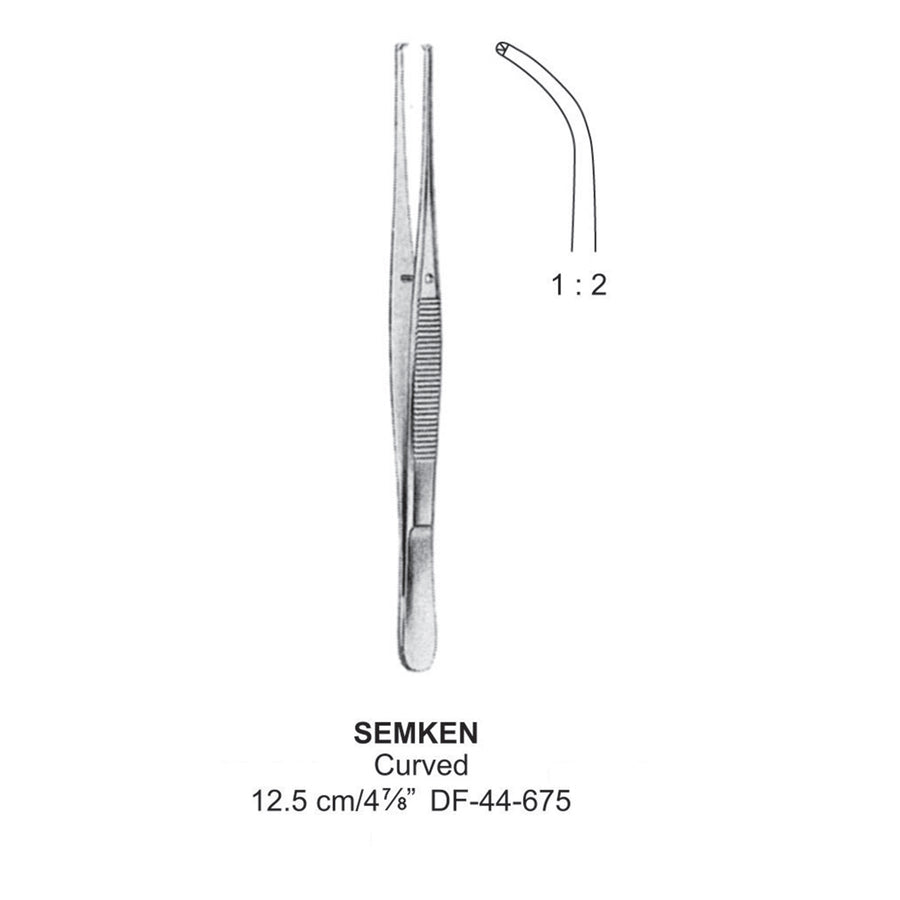 Semken Tissue Forceps, Curved, 1:2 Teeth, 12.5cm  (DF-44-675) by Dr. Frigz