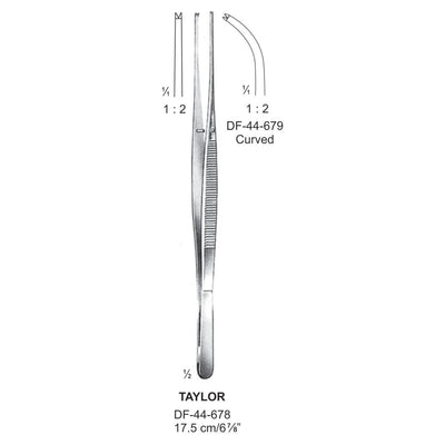 Taylor Tissue Forceps, Straight, 1:2 Teeth, 17.5cm  (DF-44-678) by Dr. Frigz