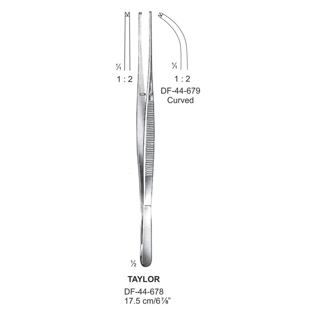 Taylor Tissue Forceps, Curved, 1:2 Teeth, 17.5cm  (DF-44-679) by Dr. Frigz