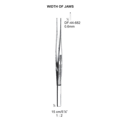 Tissue Forceps, Straight, 1:2 Teeth, Width Of Jaws 0.6mm , 15cm (DF-44-682) by Dr. Frigz