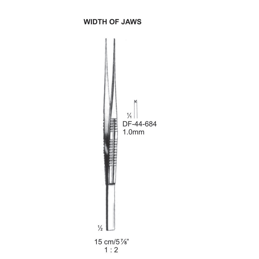 Tissue Forceps, Straight, 1:2 Teeth, Width Of Jaws 1.0mm , 15cm (DF-44-684) by Dr. Frigz