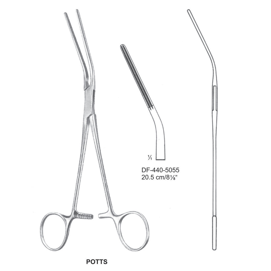 Potts Atrauma Coartation Calmps, Curved, 22.5cm (DF-440-5055) by Dr. Frigz