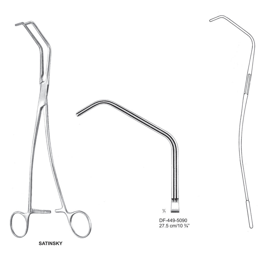 Satinsky Atrauma Tangential Occlusion Clapms, 27.5cm (DF-449-5090) by Dr. Frigz