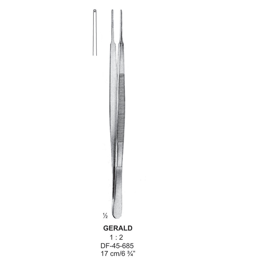 Gerald Tissue Forceps, Straight, 1:2 Teeth, 17cm (DF-45-685) by Dr. Frigz