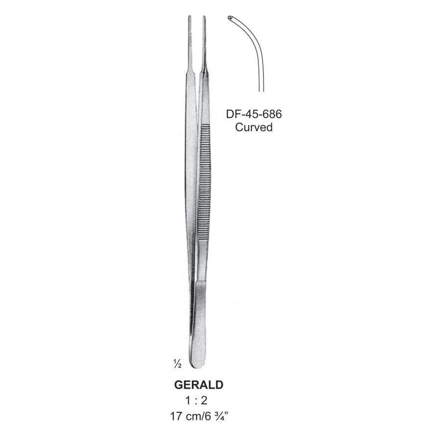 Gerald Tissue Forceps, Curved, 1:2 Teeth, 17cm (DF-45-686) by Dr. Frigz