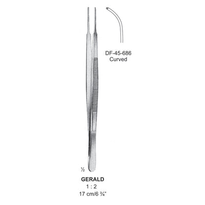 Gerald Tissue Forceps, Curved, 1:2 Teeth, 17cm (DF-45-686)